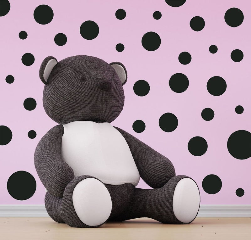 Create-A-Mural Black Polka Dot Wall Decals, Girls Room Wall Decor Stickers, Wall Dots, Vinyl Circle Peel & Stick DIY Bedroom, Playroom, Kids Room, Baby Nursery Toddler to Teen Bedroom Decoration (Black) - Image 3